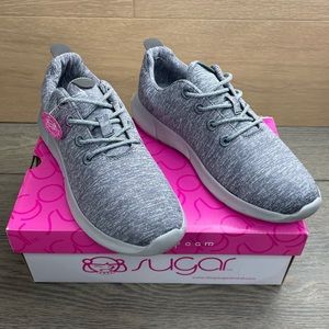 Sugar Womens Gray Heathered Comfort Round Toe Lace-up Athletic Sneakers NIB!